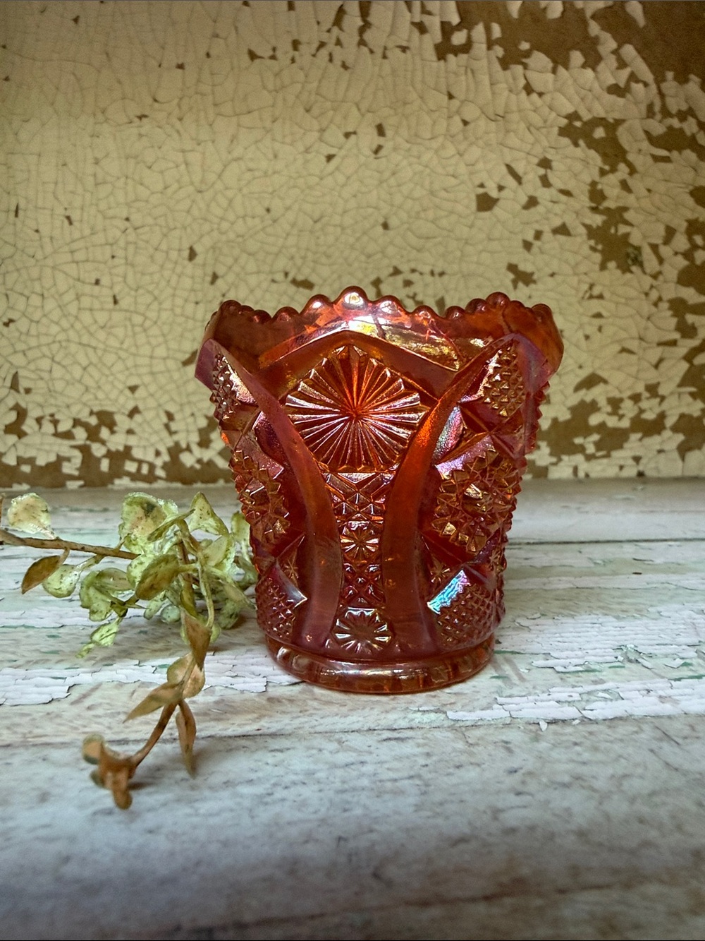 Imperial Glass Co. Marigold Carnival Glass Toothpick Holder